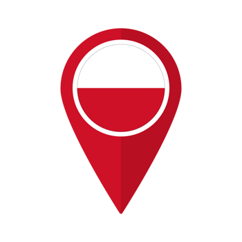 Flag of Poland flag on map pinpoint icon isolated red color png