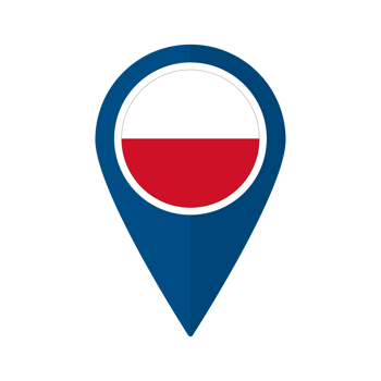 Flag of Poland flag on map pinpoint icon isolated blue color png