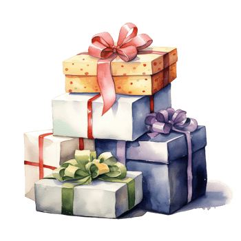 AI generated Pile of Giftboxes For Christmas Event. Watercolor Style. AI Generated png