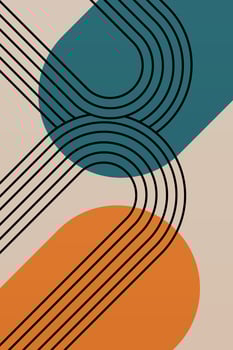 Abstract Poster, Mid Century Modern, Colorful Prints, Geometric Art Print vector
