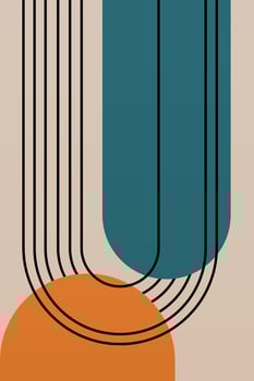 Abstract Poster, Mid Century Modern, Colorful Prints, Geometric Art Print vector