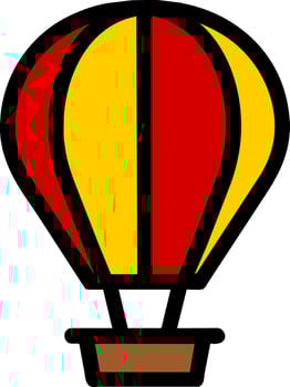 hot air balloon icon clip art. Vector illustration. Silhouette of hot air balloon. Air transport for travel. Isolated on white background.  ballon travel, festival on summer holiday
