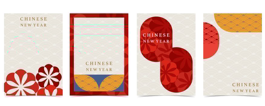Chinese New Year background with lantern.Editable vector illustration for postcard,a4 size