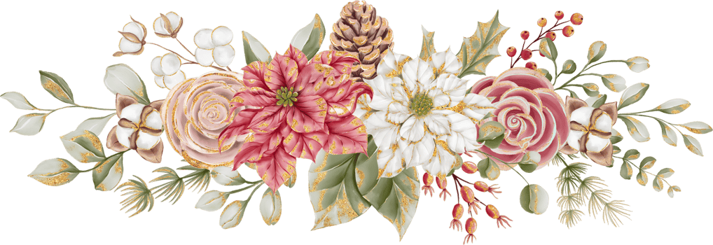 Flower Lace Border with flowers Christmas, Christmas Flower Frame background with poinsettia and rose gold png