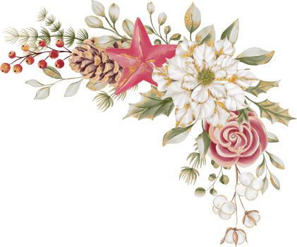 Flower Lace Border with flowers Christmas, Christmas Flower Frame background with poinsettia and rose gold png