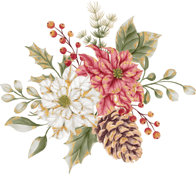 Flower Lace Border with flowers Christmas, Christmas Flower Frame background with poinsettia and rose gold png