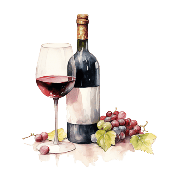 AI generated Wine For Christmas Event. Watercolor Style. AI Generated png