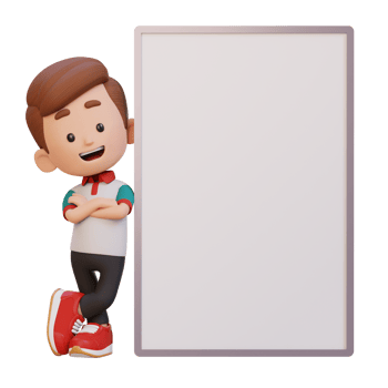3D kid character holding a blank placard png