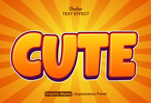 cute text effect with orange graphic style and editable. vector
