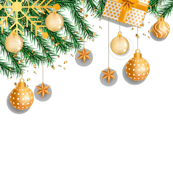 christmas frame with fir branches and balls on transparent background png