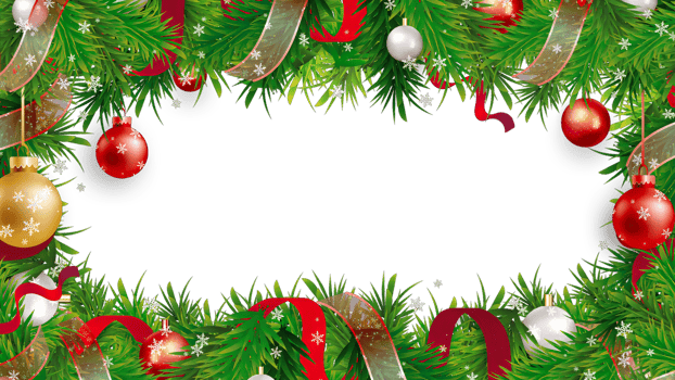 christmas frame with fir branches and balls on transparent background png