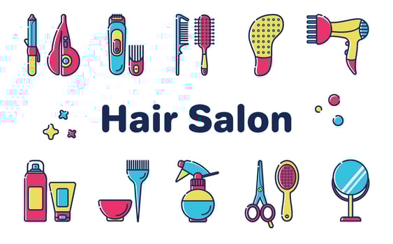 Hair salon icons vector