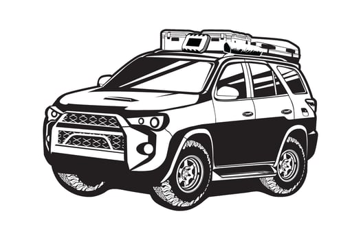 SUV Offroad Vehicle Black and White Vector Illustration