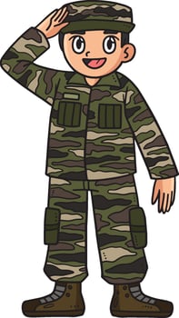 Saluting Soldier Cartoon Colored Clipart vector