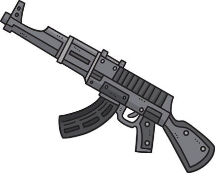 Submachine Gun Cartoon Colored Clipart vector