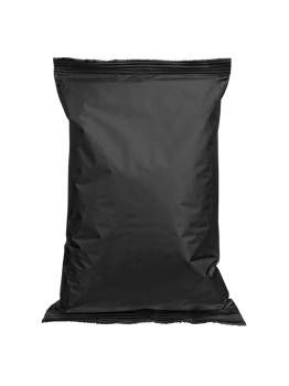 Black Packaging for food, chips, crackers, sweets, mockup for your design and advertising, an empty packaging form. transparent background png