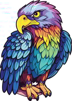 Parrot Colorful Watercolor Cartoon Kawaii Character Animal Pet Isolated Sticker Illustration vector