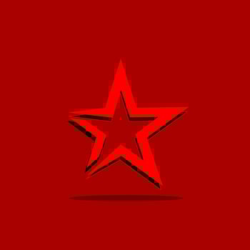 Star icon in flat style. Red star vector illustration on red background.