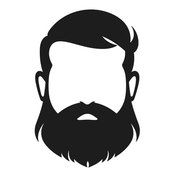 Hairstyle with beard silhouette Vector isolated on a White background