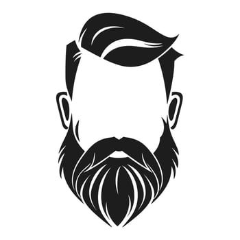 Hairstyle with beard silhouette Vector isolated on a White background