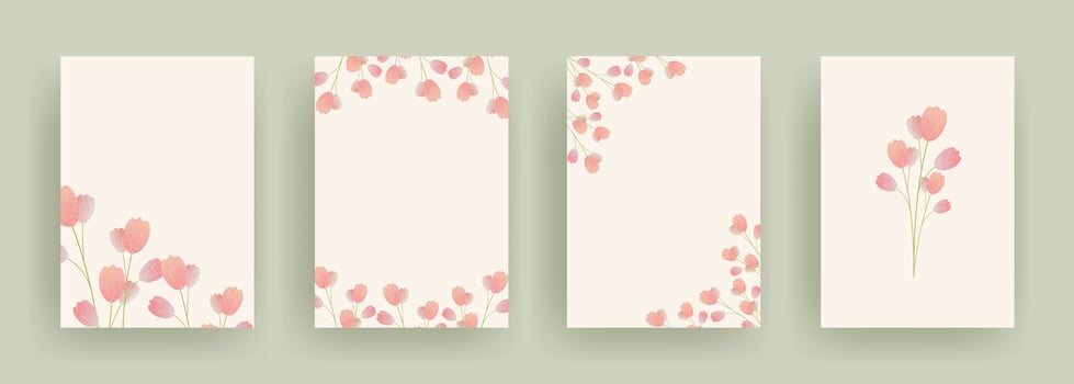 Universal background template with floral elements. Beautiful banners with tulip flower design. Vector illustration for card, banner, invitation, social media post, poster, mobile apps, advertising