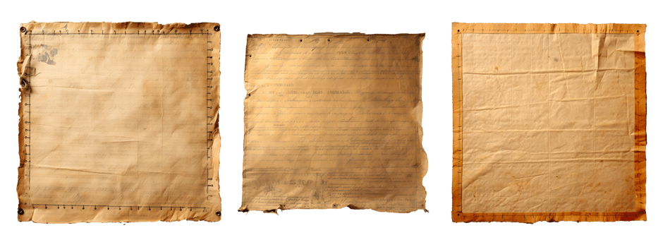 AI generated Old Fashioned Vintage Paper Set, Brown with Tear Details png