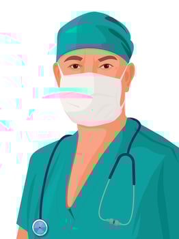Doctor wearing a mask, coronavirus, medical concept. vector