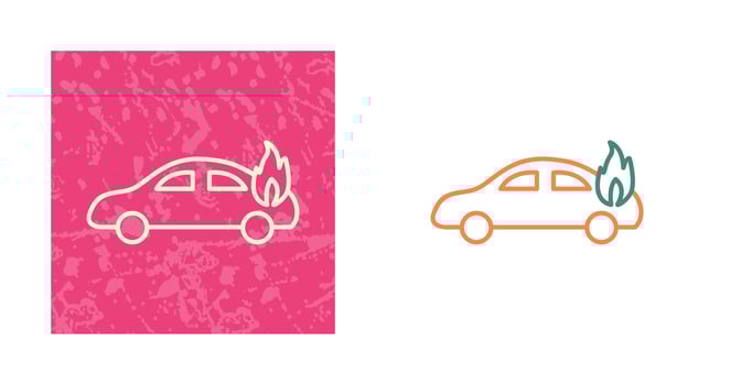 Unique Car on Fire Vector Icon
