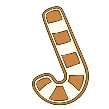 Gingerbread candy cane. Cartoon. Vector illustration