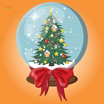 Beautiful Christmas illustration with festive snow globe vector