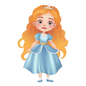 3D illustration of a cute princess doll with a beautiful dress, crown, and beautiful face. Magical princess, perfect for fairy tale themes. The character is isolated Not AI generated. vector