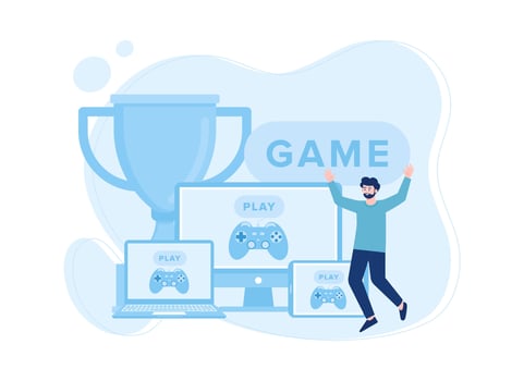 a man is a champion in the game concept flat illustration vector