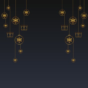 social media post realistic Merry Christmas with golden stars and snow with balls gift box vector