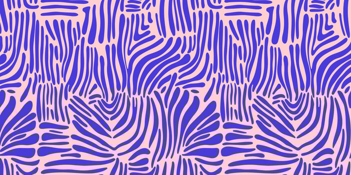 Abstract seamless background with lines of different thicknesses and shapes. Hand drawn. Pink background with blue lines. vector