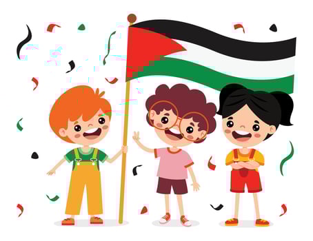 Cartoon Children With Palestine Flag vector