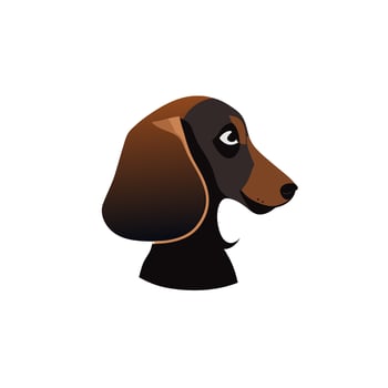 Brown dog with sad eyes isolated on white background. vector