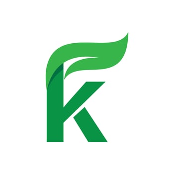 K Initial letter with green leaf logo vector