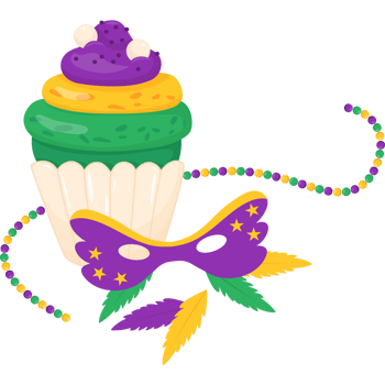King Festive cupcake with carnival mask png
