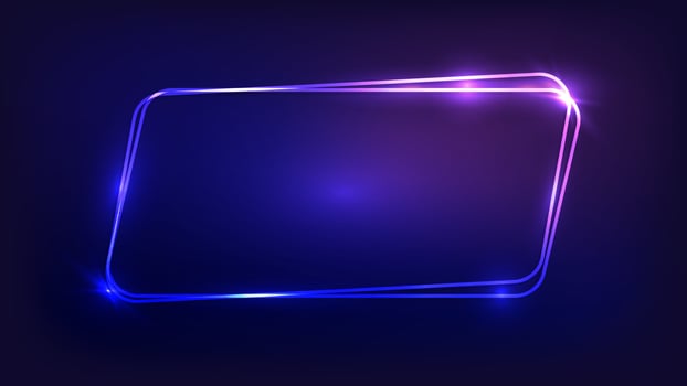 Neon double frame with shining effects vector