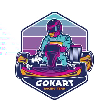 Go Kart racing vector illustration in colorful design, good for event logo, t shirt design and racing team logo