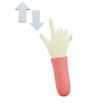 3 D illustration of vertical scroll hand gesture icon png
