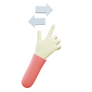 3 D illustration of horizontal scroll hand gesture icon png