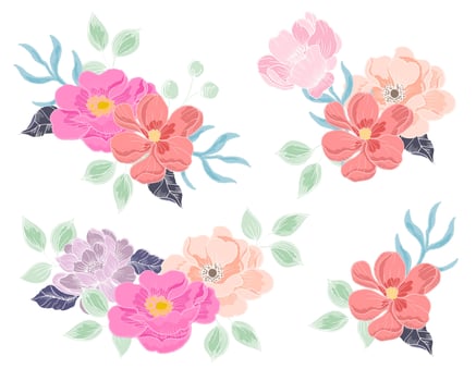 Hand Drawn Colorful Anemone Flower vector