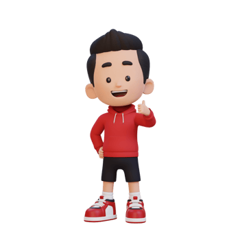 3D kid character give a thumb up with cute happy face png