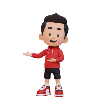 3D cute kid presenting pose png