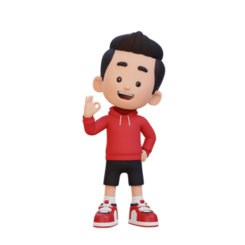 3D cute kid give ok sign png