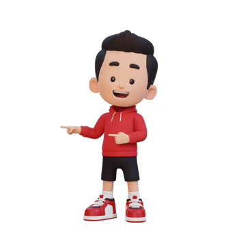 3D cute kid pointing hand to the side png