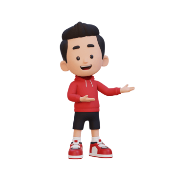 3D cute kid presenting pose png