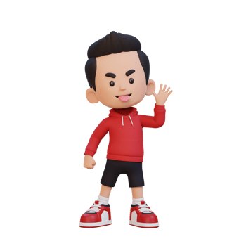 3D cute boy make fun of png