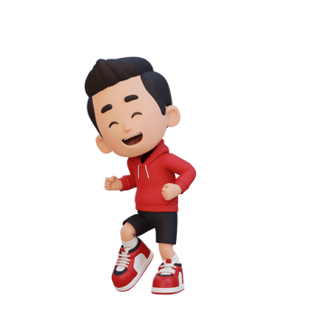 3D cute boy happy dancing png